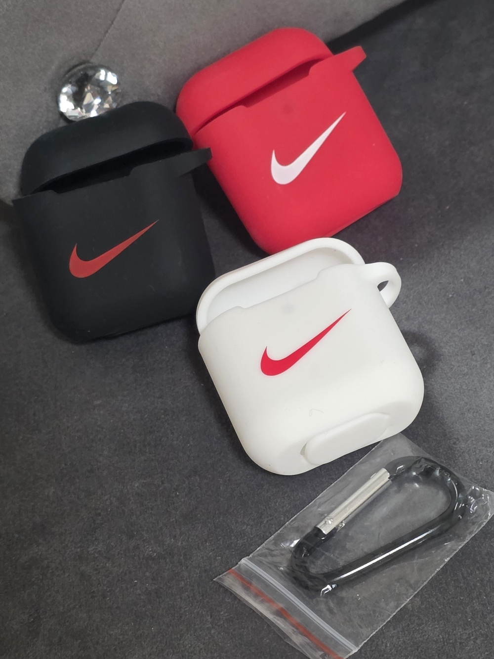 Nike  AirPods Case - Red, Black, White Bundle